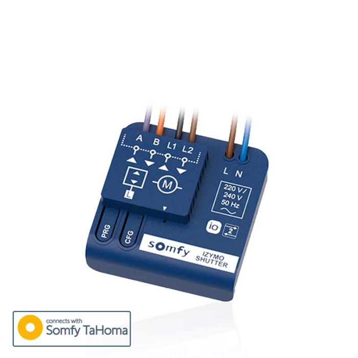 Izymo shutter | micro receptor tecnologia io-homecontrol para el control de persianas a distancia con mandos io o TaHoma desde el móvil