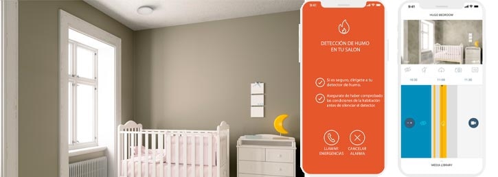 habitación niño con detector de humo somfy protec