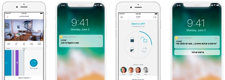 notificaciones del home alarm en somfy protect app